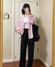 薇衣設夏季冰絲窄版西裝闊腿褲女褲子高腰垂感直筒遮垮顯瘦薄款休閑西褲 常規長(cháng)度黑色 M【體重建議100-110斤】 曬單實(shí)拍圖