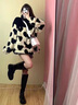 羅蒙（ROMON）仿羊羔毛毛絨外套女2025秋冬季新款小個(gè)子鹽系中長款愛心加厚棉衣 拼接愛心款 M 100-115斤 曬單實(shí)拍圖
