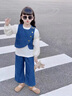 靚貝城堡女童套裝秋季2025新款洋氣時髦兒童女寶寶秋裝韓版潮流牛仔三件套 藍色三件套 120 曬單實拍圖