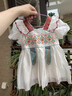 凡獵女童連衣裙夏裝洋氣兒童漢服公主裙一周歲寶寶禮服夏季中國風(fēng) 米白色 100 cm 曬單實(shí)拍圖