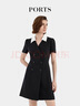 PORTS寶姿春季新品女裝優(yōu)雅通勤雙排扣裝飾連衣裙ALP8D014RWP127 黑色 M (6) 曬單實(shí)拍圖