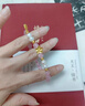 中國(guó)黃金（CHINA GOLD）桃花手鏈女足金新款珍珠粉水晶手串百七夕情人節(jié)禮物送女朋友老婆 黃金桃花福牌粉晶珍珠手串 約0.6g 曬單實(shí)拍圖