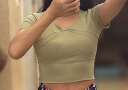 徽昂瑜伽服女上衣短袖跑步形体运动速干修身健身房自带胸垫T恤豆绿XL 实拍图