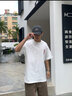 BJHG不計后果 夏季重磅純棉五分袖男生潮牌基礎(chǔ)款體恤情侶裝T恤半袖女 奶昔白 L 曬單實拍圖