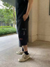安初夏冰絲七分短褲男士夏季薄款運(yùn)動(dòng)休閑工裝褲男生中褲青少年六分馬褲 708深灰+ 708黑色 XL 曬單實(shí)拍圖