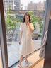 衣典零一（LEDIALYI）娃娃領(lǐng)連衣裙女2024夏季寬松遮肚子顯瘦白色法式茶歇仙女裙子夏天 米白色 S（建議88-110斤） 曬單實拍圖