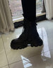 PIPH真皮短靴女2025秋冬季新款女鞋厚底增高馬丁靴棉皮鞋加絨中筒靴子 黑色【加絨款】ZZM21169 37 曬單實(shí)拍圖