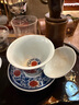 容山堂 古脂陶瓷大號泡茶三才蓋碗三件套青花瓷茶杯主人杯茶碗功夫茶具 復古青花釉里紅蓋碗-纏枝蓮 曬單實(shí)拍圖