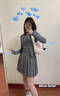 圣保美小個(gè)子連衣裙夏季女裝2024新款春秋韓系穿搭百褶裙子夏天短裙套裝 灰色套裝 M碼 曬單實(shí)拍圖