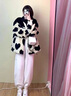 羅蒙（ROMON）仿羊羔毛毛絨外套女2025秋冬季新款小個(gè)子鹽系中長款愛心加厚棉衣 拼接愛心款 M 100-115斤 曬單實(shí)拍圖