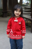 幼歌（YOUGE）嬰幼兒溫暖提花開(kāi)衫紅色可愛(ài)圓領(lǐng)撞色波浪邊長(cháng)袖毛衣潮 紅色上衣 90 cm 曬單實(shí)拍圖