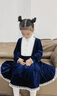 IVY HOUSE常春藤兒童裝女童裝2023秋季新款高端絲絨輕奢復古宮廷禮服連衣裙 深藍（（領(lǐng)花不附贈）） 110 曬單實(shí)拍圖