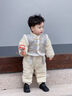 班喜迪嬰兒秋冬衣服嬰幼兒連體衣過(guò)年拜年服男寶寶周歲禮服外出棉服春秋 米色 90cm 曬單實(shí)拍圖