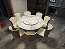 新品安嘉餐桌 意式輕奢巖板大圓桌轉(zhuǎn)盤家用現(xiàn)代簡(jiǎn)約大理石吃飯桌椅子組合 1.35米巖板餐桌+8椅（帶轉(zhuǎn)盤80） 曬單實(shí)拍圖