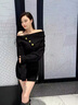 舒芳蝶（shufangdie）針織連衣裙女秋冬2023年新款時尚毛衣裙露肩顯身材小個子包臀裙子 黑色 M 曬單實拍圖