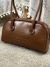 MUVA真皮法棍腋下包保齡球包女2024秋冬復古高級感原創(chuàng  )10.14新款 焦茶棕 曬單實(shí)拍圖