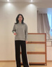 俞兆林（YUZHAOLIN）媽媽裝春秋冬毛衣國風(fēng)繡花針織上衣服50歲60中老年女長袖打底衫 藍(lán)灰色 2XL 建議115-140斤 曬單實(shí)拍圖