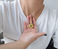 ?？ㄒ澜痦?xiàng)鏈女和田玉吊墜平安扣金鑲玉情人節(jié)生日禮物送老婆送女 999金和田玉吊墜+999金項(xiàng)鏈 曬單實(shí)拍圖