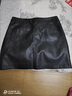 兔芊（TUQIAN）綿羊皮真皮裙子短款女士秋冬新款海寧皮裙真皮半身裙高腰修身顯瘦  黑色 M _穿90-100斤 曬單實(shí)拍圖