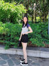 人本帆布鞋女2024新款薄款春夏季百搭休閑小白鞋一腳蹬透氣小眾大頭鞋 黑色（有鞋帶） 37 曬單實(shí)拍圖