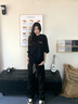 AOGZ國潮短袖t恤男女夏季純棉字母刺繡打底衫美式潮牌圓領(lǐng)上衣服 黑色 L 曬單實拍圖