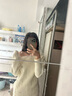 UNIFREE甜酷辣妹性感一字肩減齡寬松套頭針織衫 米白色 S 曬單實(shí)拍圖