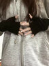 十竹德絨半指手套女秋冬學(xué)生寫(xiě)字打字薄款防寒凍保暖開(kāi)車(chē)騎行露指手套 黑色【雙面德絨】 曬單實(shí)拍圖