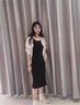 嫻柔吊帶背心裙女修身連衣裙顯瘦中款純色過膝裙內(nèi)搭打底中長裙包臀裙 黑色 L 曬單實(shí)拍圖