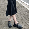 CAMILA KSENIA輕奢品牌樂(lè )福鞋女士2025新款冬季英倫風(fēng)百搭小皮鞋厚底單鞋一腳蹬 黑色漆皮 37 曬單實(shí)拍圖