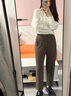 玖姿·安娜蔻簡(jiǎn)約舒適通勤TR斜紋休閑錐形長(zhǎng)褲女2024秋款 咖啡 L 曬單實(shí)拍圖