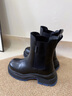 他她（TATA）海鹽黑咖切爾西女靴休閑厚底加絨煙筒靴秋冬新款 黑（鞋底藍單里-靴筒15.5cm） 37 曬單實(shí)拍圖