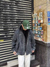 至唯美式復古毛呢連帽假兩件夾克外套男秋冬季新款設計感潮流休閑上衣 灰色 XL 【推薦125-145斤】 曬單實(shí)拍圖