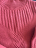 皮爾卡丹（pierre cardin）羊毛衫女短款毛衣內搭秋冬半高領(lǐng)針織打底衫100羊毛冬季加厚 紅色 M 適合97-110斤 曬單實(shí)拍圖