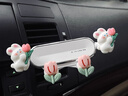 京格新款車(chē)載手機支架導航車(chē)上卡通小兔車(chē)內出風(fēng)口裝飾汽車(chē)固定支撐架 郁金香白兔+白亮面+郁金香兔香夾 曬單實(shí)拍圖