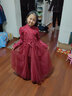 apfelbaum公主裙女童鋼琴演出服小主持人兒童婚紗裙花童晚禮服蓬蓬紗連衣裙 酒紅色506長(cháng)款長(cháng)袖 140cm 曬單實(shí)拍圖