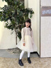 小咔衣濃女童禮服長(cháng)袖兒童生日公主裙主持人鋼琴演出服花童婚紗小女孩秋冬 香檳色X003長(cháng)袖短款 130 曬單實(shí)拍圖