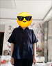 意枕上真絲襯衫上衣女短袖夏新款時(shí)尚百搭顯瘦桑蠶絲遮肚T恤 深藍(lán)色 L 適合100-110斤 曬單實(shí)拍圖