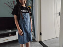 G.DUCKKIDS女童牛仔背帶裙夏裝套裝2025新款兒童裙子夏季女中大童夏款連衣裙 黑色 背帶裙+短袖 140 建議10-11歲 曬單實(shí)拍圖