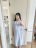 對白薄荷曼波氣質(zhì)襯衫連衣裙女2025夏季新款法式寬松顯瘦通勤長(cháng)裙 海鹽藍 L 曬單實(shí)拍圖
