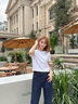 Calvin KleinJeans【不曬系列防曬】夏季女士ck辣妹正肩短款短袖T恤J224364 YAF-馥芮白 S 曬單實(shí)拍圖