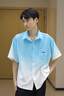 凱普蒂情侶粉色襯衫男夏季冰絲短袖時(shí)尚潮牌漸變薄外套百搭時(shí)尚高級襯衣 漸變藍 L 曬單實(shí)拍圖