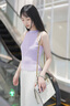 Mandy Zhang真絲醋酸法式別致外穿小吊帶背心女夏內(nèi)搭針織掛脖上衣 丁香紫 XS 155/80A 曬單實拍圖