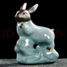 fw十二生肖擺件陶瓷豬狗雞猴羊蛇龍兔虎牛鼠馬屬相飾品家居哥窯青瓷茶桌茶寵擺件小工藝品桌面擺設 兔(哥窯) 曬單實(shí)拍圖