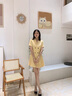 晨芙職業(yè)西裝連衣裙女夏短袖高腰名媛氣質(zhì)百褶裙小個(gè)子主持禮服工作服 781黃色 M 建議90-103斤 曬單實(shí)拍圖