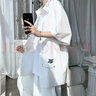 魯雅爾 衣服男美式復古短袖t恤套裝男夏季寬松潮流百搭開衫五分半截袖外 白色上衣+淺灰色褲子 M 【建議95-110斤】 曬單實拍圖