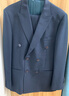 休塔（SUITUP ）【高品質(zhì)】西服男套裝雙排扣高級感紳士西裝男結婚禮服正裝三件套 佩納芷青【上衣+褲子】 XL 【50A】 下單可備注褲子碼數 曬單實(shí)拍圖