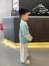 漢唐貝貝男童唐裝套裝秋季衣服中式復古寶寶秋裝棉麻漢服兒童儒雅國風(fēng)古裝 綠色 90cm 曬單實(shí)拍圖