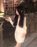 梵闋針織連衣裙女韓版chic秋冬復(fù)古配大衣修身顯瘦打底內(nèi)搭毛衣包臀裙 杏色 均碼-85-130斤 曬單實(shí)拍圖