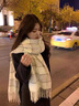 森上優(yōu)集圍巾女秋冬季韓版百搭長款披肩加厚保暖圍脖格子冬天學生 韓系格子圍巾 曬單實拍圖
