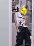 POUM美式高街坎肩背心男夏季字母印花重磅無袖t恤寬松純棉hiphop上衣 YSXS-B1105白色 XL 曬單實拍圖